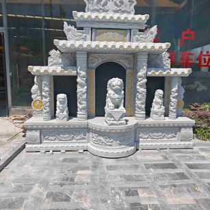 湖州芝麻白中国黑石材套墓 花岗岩墓碑